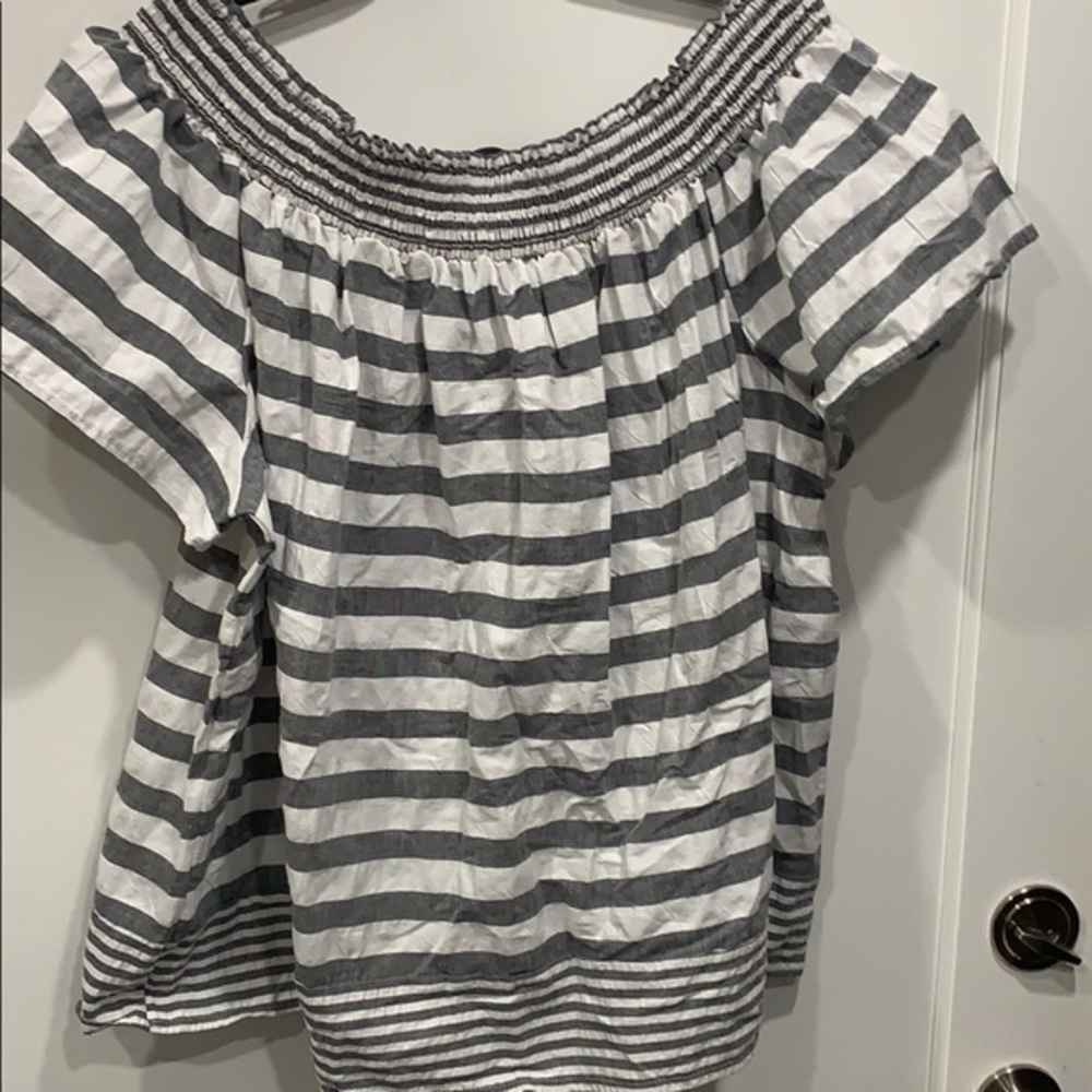 Lucky Brand Off The Shoulder Stripe Top - Picture 5 of 5